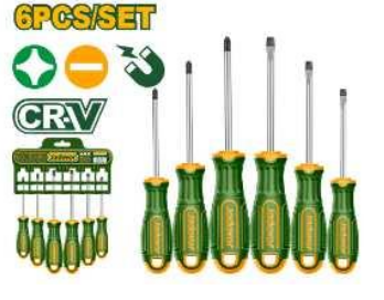 Juego Destornilladores CR-V con Punta Magnética (6 Piezas)